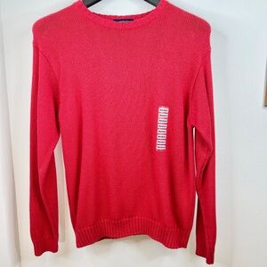 NWT Charter Club Classic Red 100% Cotton Crewneck Sweater Size Medium